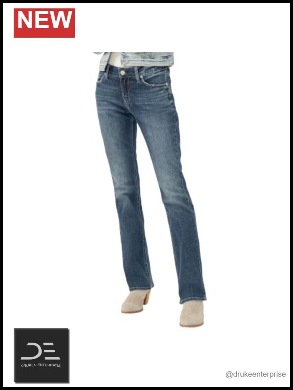 Mid Rise Slim Bootcut Jeans for Women - Comfort Fit, 5-Pocket Stretch Denim